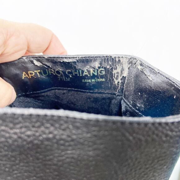 Arturo Chiang 7.5 M Womens Black Leather Side-zip Riding Boots - Picture 8 of 10